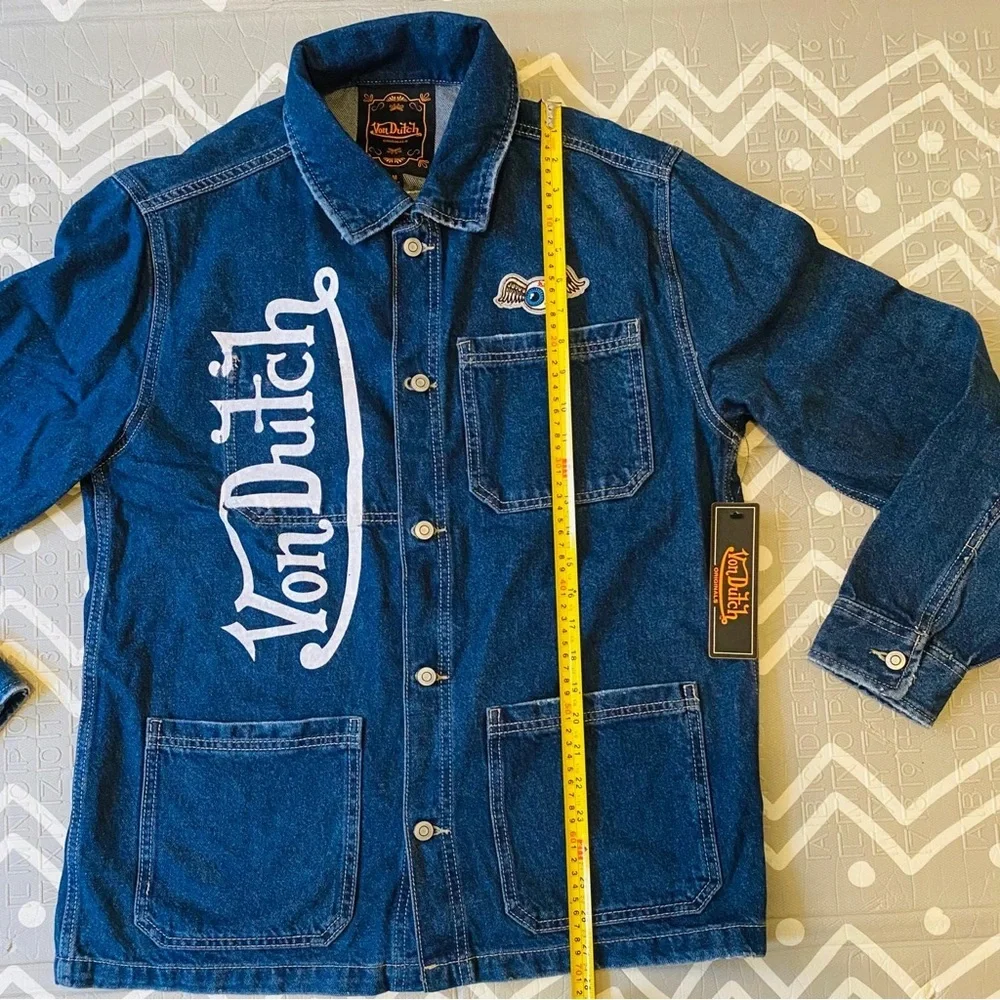 Von Dutch vintage retro embroidered denim shirt jacket Medium